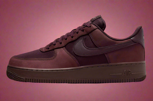 Brown Nike Air Force sneaker on a white background